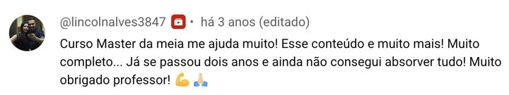 Depoimento de aluno do Masters da Meia