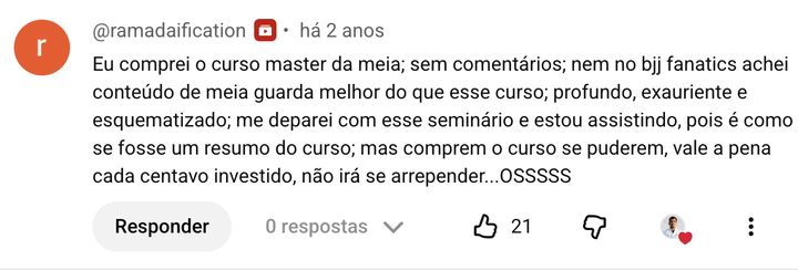 Depoimento de aluno do Masters da Meia