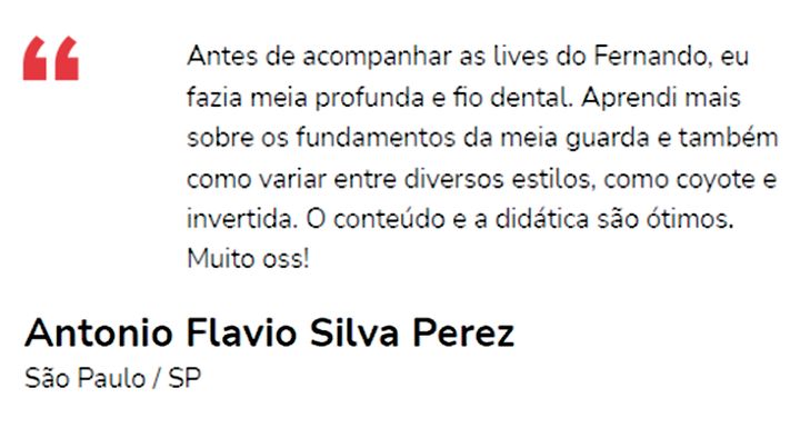 Depoimento de aluno do Masters da Meia